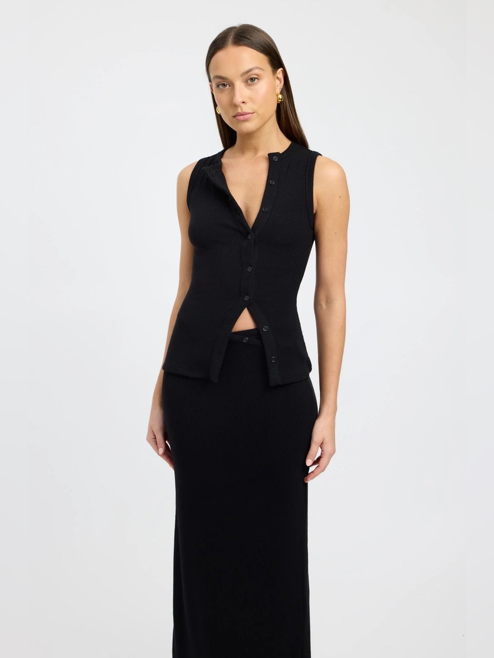 Kookai Bec Button Tank in Black